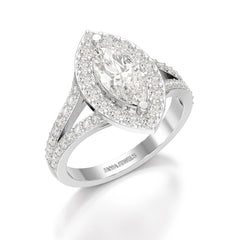 1.83 CT Marquis Cut Halo Lab Diamond Ring