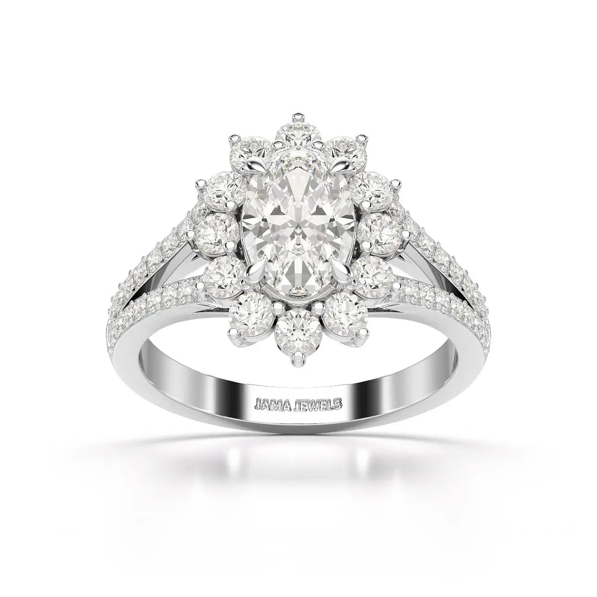 1.94 CT Oval Cut Halo Lab Diamond Ring