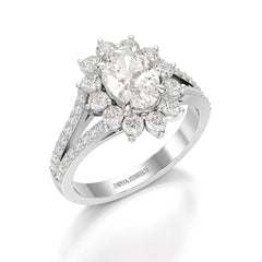 1.94 CT Oval Cut Halo Lab Diamond Ring