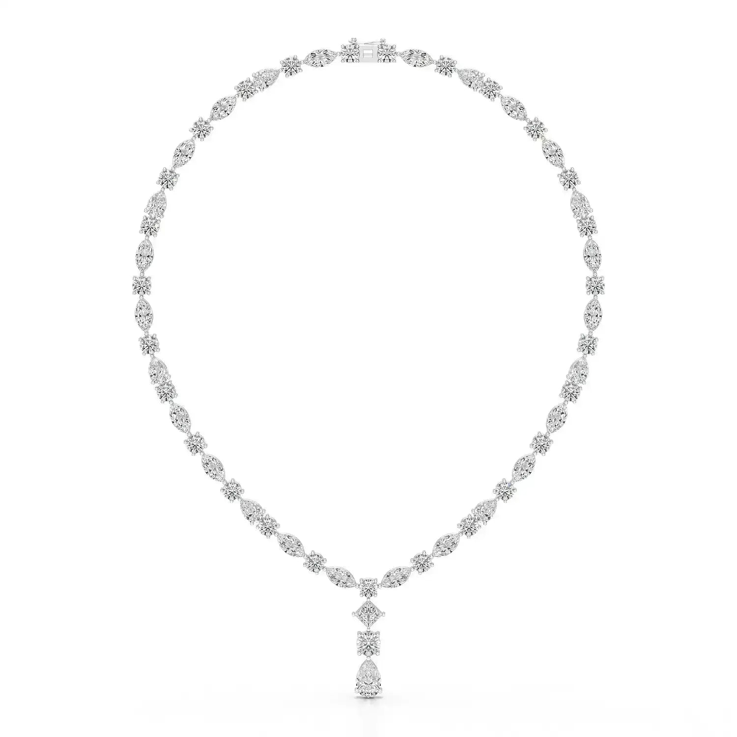 36.46 CT Lab Diamond Round Marquise Necklace Jama Jewels