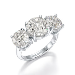 Round Lab Diamond Three Stone 6.07 CT Wedding Ring - Jama Jewels