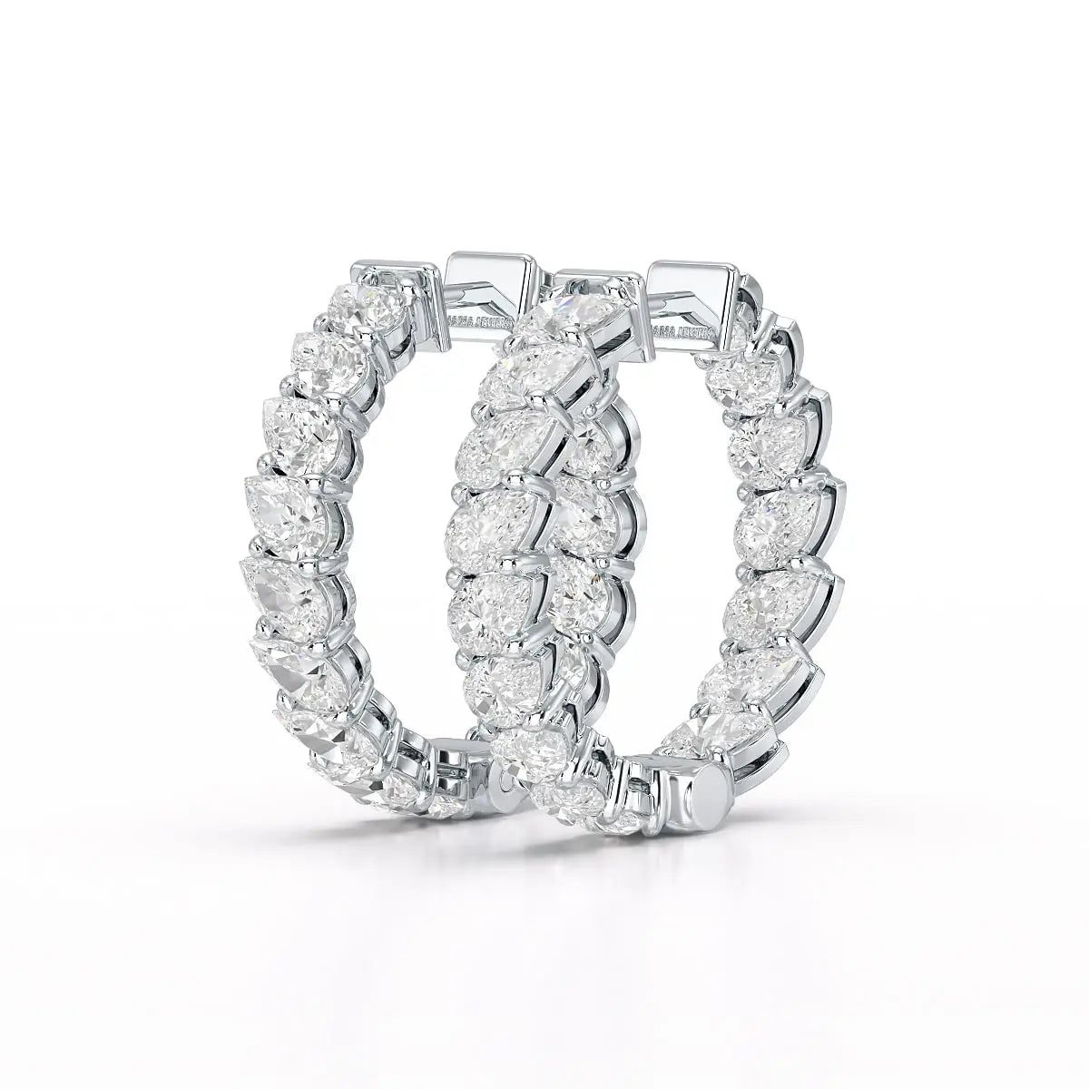 4.9 CT Pear Cut Lab Diamond Hoop Earrings Jama Jewels