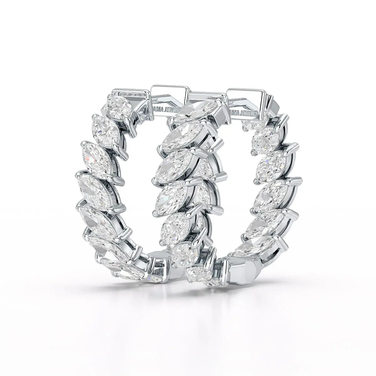 3.4 CT Marquise Cut Lab Diamond Hoop Earrings Jama Jewels