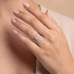1.6 CT Emerald and Round Lab Diamond Ring