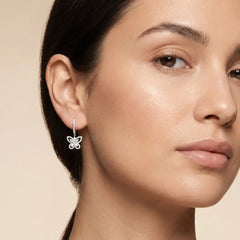 0.98 CT Butterfly Dangle Hoop Diamond Earrings