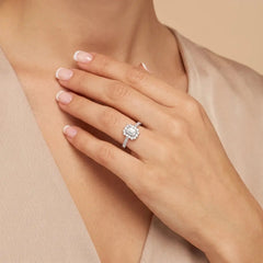 1.5 CT Lab Diamond Emerald Cut Halo Ring