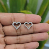 0.55 CT Heart Shape Stud Earring with Round Diamonds (Ready for Delivery) Jama Jewels