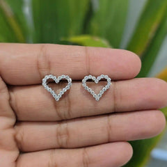 0.55 CT Heart Shape Stud Earring with Round Diamonds (Ready for Delivery)