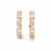 2.80 CT Alternating Emerald & Round Hoop Diamond Earrings