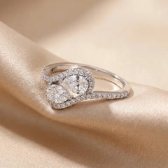 0.95 CT Pear Bypass Pavé Diamond Ring Jama Jewels