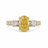 2.20 CT Three Stone Oval & Round Cut Ring With Side Diamonds