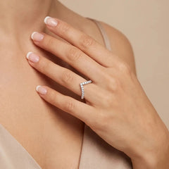 0.65 CT Round Cut Lab Diamond Chevron Ring