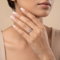 0.15 CT Round T-motif Pavé Diamond Ring Jama Jewels