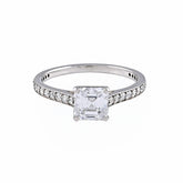 1.30 CT Square Emerald Pavé Diamond Ring