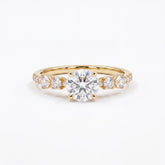 1.55 CT Solitaire Ring with Heart and Round Cut Side Diamonds