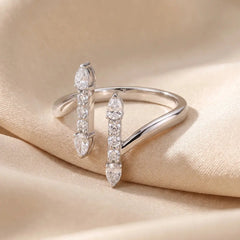 0.40 CT Pear & Round Open Cuff Diamond Ring Jama Jewels