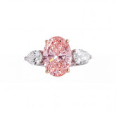 6.50 CT Oval Cut Pink Diamond Three Stone Ring