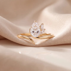1.15 CT Pear Vine Accent Diamond Ring