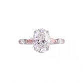 3.85 CT Oval Cut Hidden Halo Ring with Pink and White Diamonds