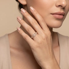 1.10 CT Multi Row Marquise and Round Diamond Ring