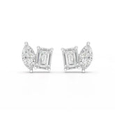 2.1 CT Emerald and Marquise Cut Lab Diamond Duo Stud Earring Jama Jewels