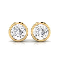 1.60 CT Round Bezel Diamond Stud Earrings