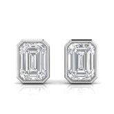 2.10 CT Emerald Bezel Stud Diamond Earrings