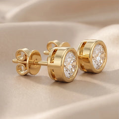 1.60 CT Round Bezel Diamond Stud Earrings