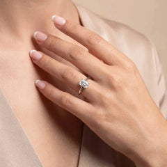 1 CT Emerald Cut Solitaire Lab Diamond Ring Lifestyle Image