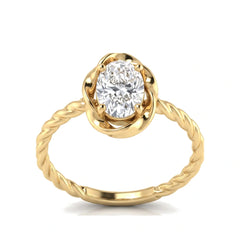 1.05 CT Oval Ribbon Twist Solitaire Diamond Ring