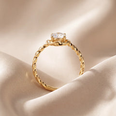 1.05 CT Oval Ribbon Twist Solitaire Diamond Ring