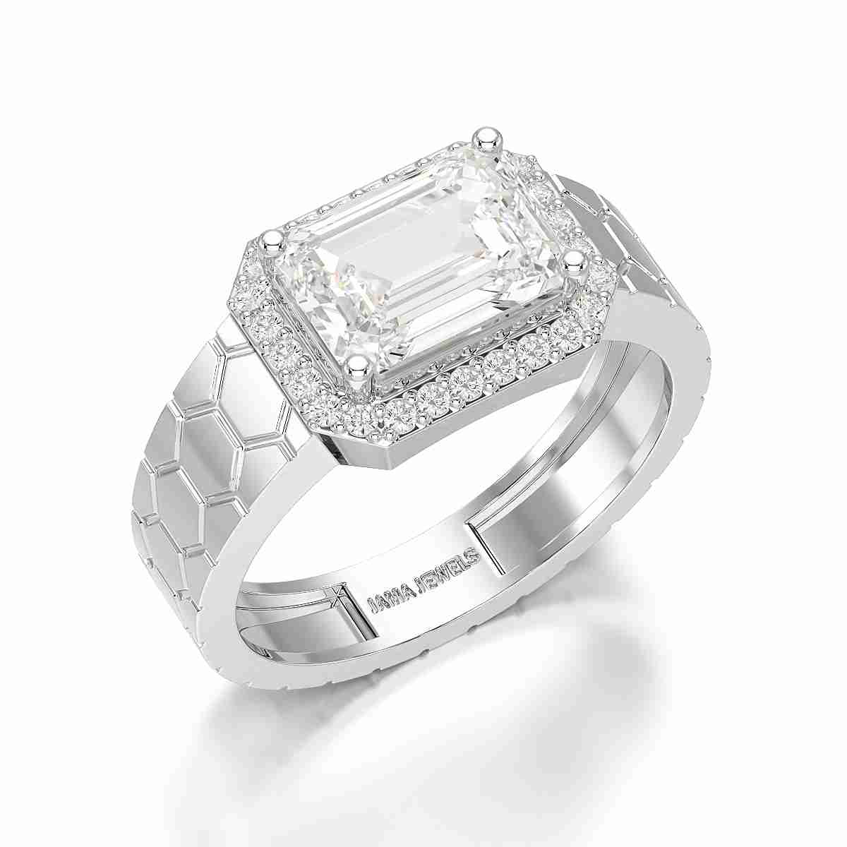 3.23 CT Emerald Cut Lab Diamond Men's Ring Jama Jewels