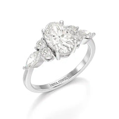 2 CT Oval Shaped Round Lab Diamond Ring Jama Jewels