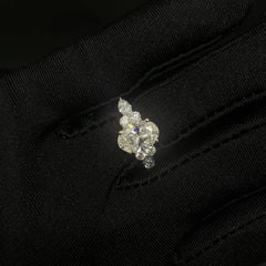 2.05 CT Oval Cut Lab Diamond Ring with side diamonds (Ready for Delivery)