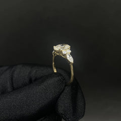 2.05 CT Oval Cut Lab Diamond Ring with side diamonds (Ready for Delivery)