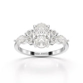 2 CT Oval Shaped Round Lab Diamond Ring Jama Jewels