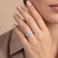 2 CT Oval Shaped Round Lab Diamond Ring Lifestyle Image
