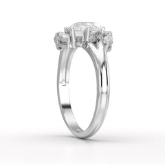 1.7 CT Pear Cut Lab Diamond Ring with Marquise Side Stones