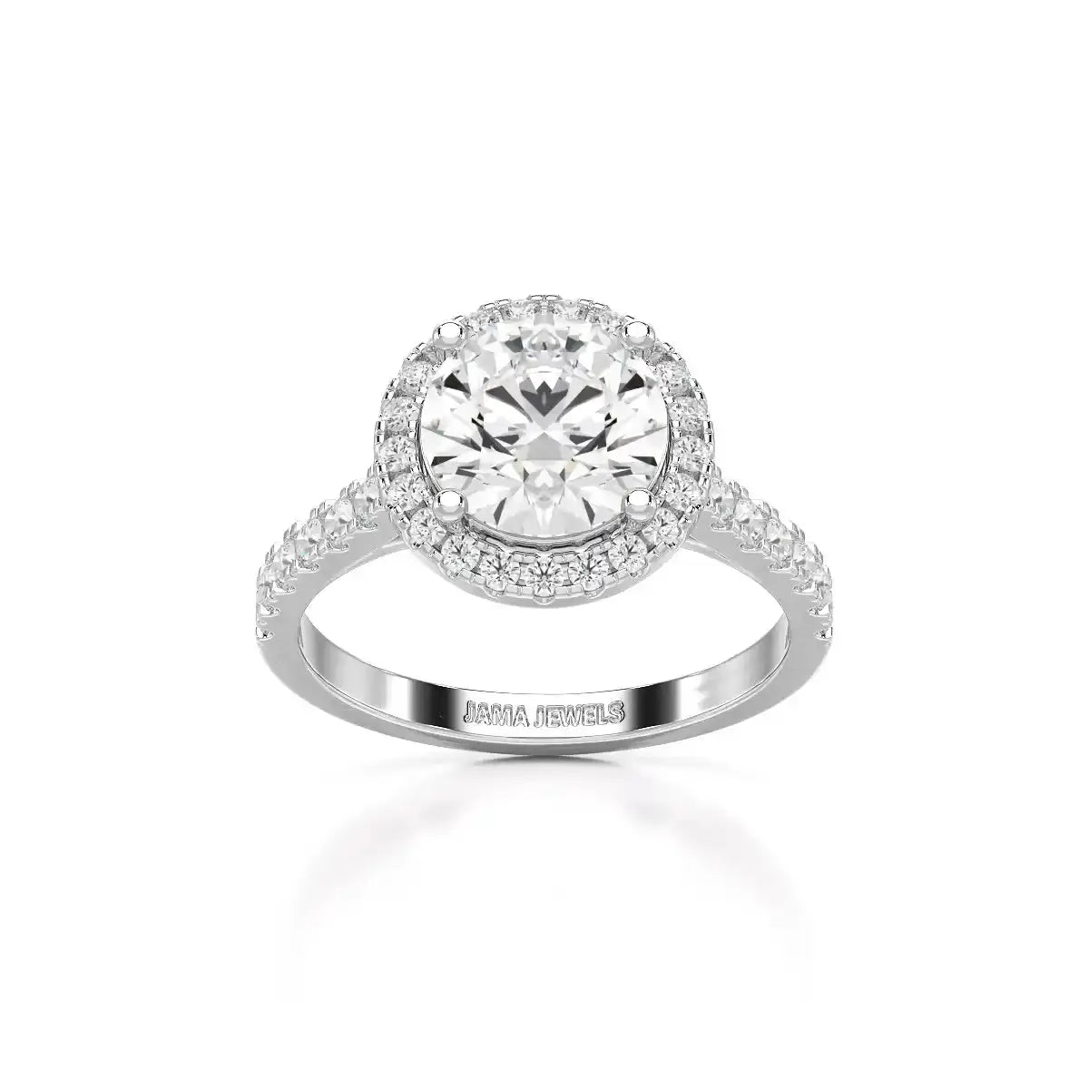 2.5 CT Round Cut Halo Lab Diamond Ring Jama Jewels