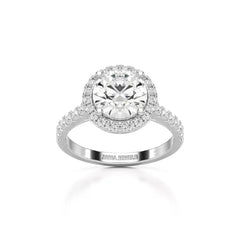 2.5 CT Round Cut Halo Lab Diamond Ring Jama Jewels