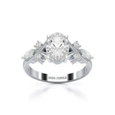 1.80 CT Oval Cut Sideways Ring with Marquise & Round Side Diamonds Jama Jewels