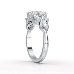 1.80 CT Oval Cut Sideways Ring with Marquise & Round Side Diamonds Jama Jewels