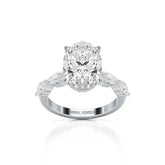 3.40 CT Oval Cut Ring with Marquise & Round Cut Side Diamonds Jama Jewels