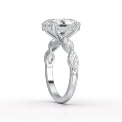 3.40 CT Oval Cut Ring with Marquise & Round Cut Side Diamonds Jama Jewels
