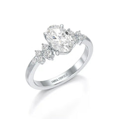 1.80 CT Oval Cut Ring with Round Side Diamonds Jama Jewels