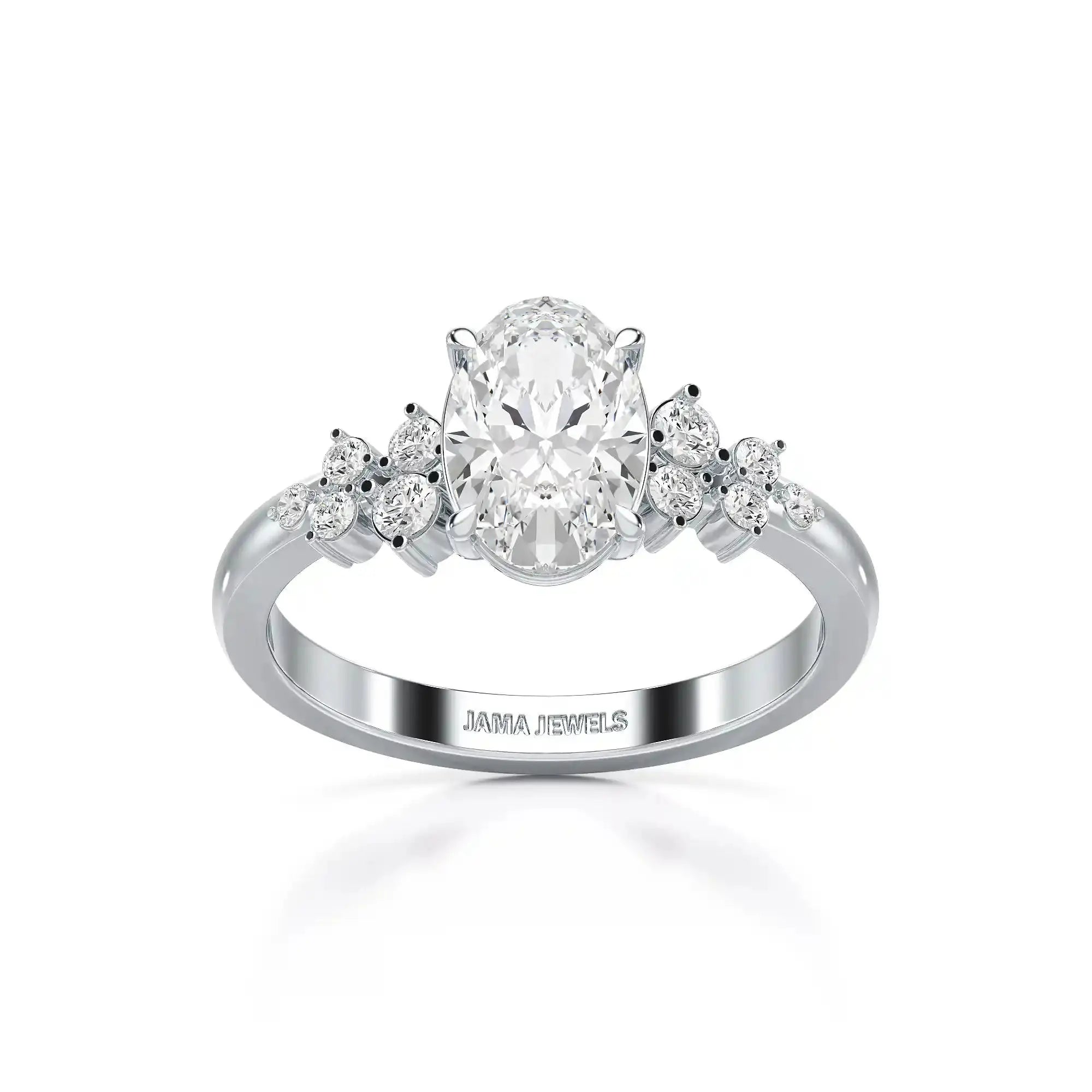 1.80 CT Oval Cut Ring with Round Side Diamonds Jama Jewels