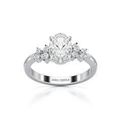 1.80 CT Oval Cut Ring with Round Side Diamonds Jama Jewels