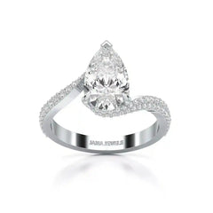 2.55 CT Pear Cut Twisted Ring with Round Diamonds Jama Jewels