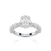3.40 CT Oval Cut Ring with Round Diamonds in Pave Setting Jama Jewels