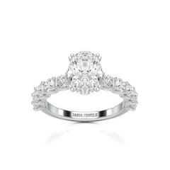 3.40 CT Oval Cut Ring with Round Diamonds in Pave Setting Jama Jewels